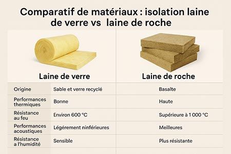 Comparatif isolation laine de verre et laine de roche