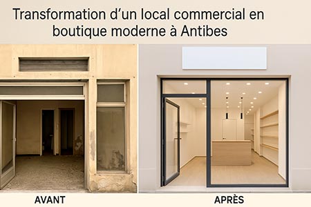 Transformation d un local commercial en boutique moderne à Antibes