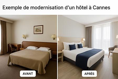Exemple de modernisation d’un hôtel à Cannes : étude de cas complète avant et après les travaux de rénovation
